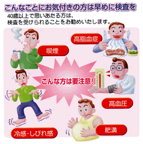 こんなことにお気づきの方は早めに動脈硬化検診（血管年齢測定）を！